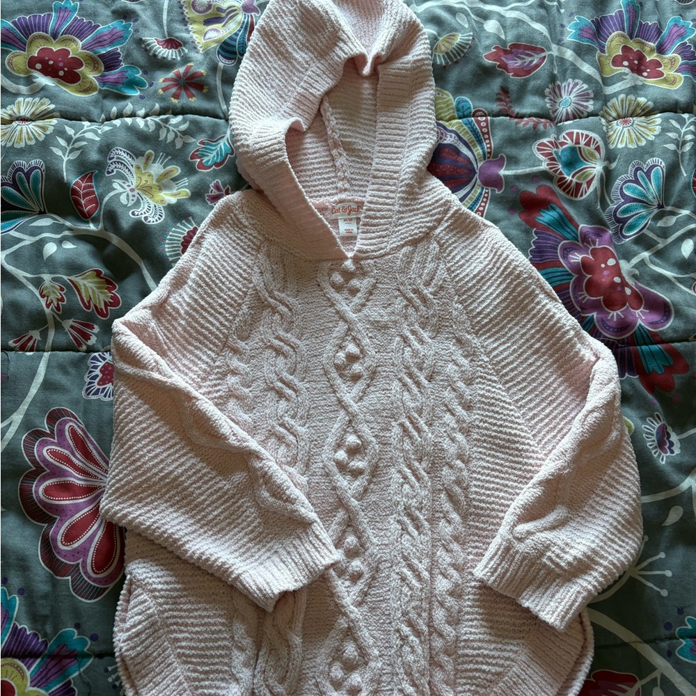 Cat & Jack Light Pink Cable Knit Hooded Sweater